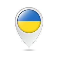 Kartenstandort-Tag der ukrainischen Flagge vektor