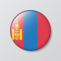 Hochglanz-Knopf kreisförmige Abbildung der Mongolei-Flagge vektor