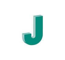 3d linjär modern logotyp av brev j. siffra i de form av en linje remsa. linjär abstrakt design av alfabet siffra karaktär och brev. logotyp, företags- identitet, app, kreativ affisch och Mer. vektor
