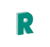 3d linjär modern logotyp av brev r. siffra i de form av en linje remsa. linjär abstrakt design av alfabet siffra karaktär och brev. logotyp, företags- identitet, app, kreativ affisch och Mer. vektor