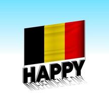 belgischer unabhängigkeitstag. einfache belgische flagge und plakatwand am himmel. 3D-Schriftzug-Vorlage. fertige besondere Tag-Design-Nachricht. vektor