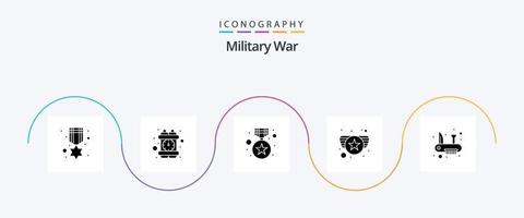 militär krig glyf 5 ikon packa Inklusive kniv. armén medalj. stjärna. militär. armén vektor