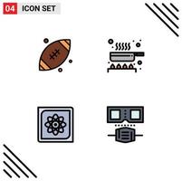 Stock Vector Icon Pack mit 4 Zeilen Zeichen und Symbolen für Ball Computer Irland Bratpfanne Daten editierbare Vektordesign-Elemente