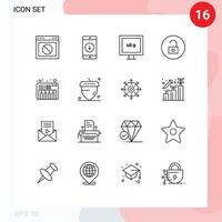 Gliederungspaket mit 16 universellen Symbolen für Musik-Media-Player nach unten media hd editierbare Vektordesign-Elemente vektor
