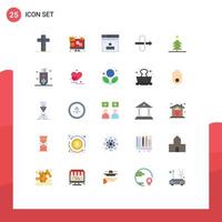 grupp av 25 platt färger tecken och symboler för stjärna träd internet trafik Lösenord redigerbar vektor design element