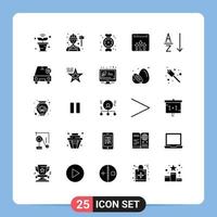 Solides Glyphenpaket mit 25 universellen Symbolen für Berichtsdiagramme Arbeitsdaten Sanitär editierbare Vektordesign-Elemente vektor