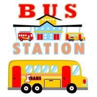 buss station, vektor tecknad serie illustration