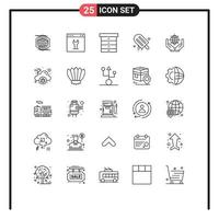 Stock Vector Icon Pack mit 25 Linienzeichen und Symbolen zum Schutz der USA, die amerikanische Eiscreme editierbare Vektordesign-Elemente setzen