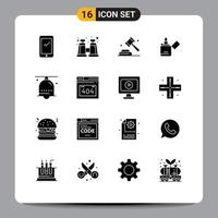 uppsättning av 16 modern ui ikoner symboler tecken för klocka zippo politik rökning brand redigerbar vektor design element