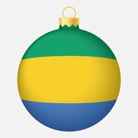 jul träd boll med gabon flagga. ikon för jul Semester vektor