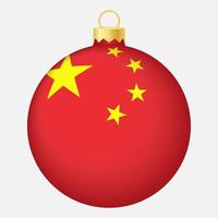 jul träd boll med Kina flagga. ikon för jul Semester vektor
