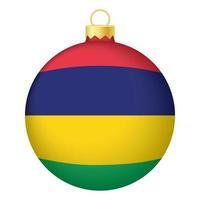 jul träd boll med mauritius flagga. ikon för jul Semester vektor