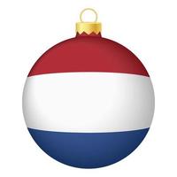 jul träd boll med nederländerna flagga. ikon för jul Semester vektor