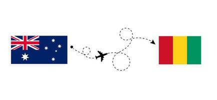 flug und reise von australien nach guinea mit dem reisekonzept des passagierflugzeugs vektor