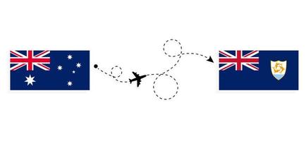 flug und reise von australien nach anguilla mit dem reisekonzept des passagierflugzeugs vektor