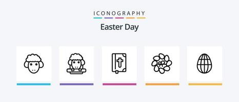 Easter Line 5 Icon Pack inklusive . Ei. Hähnchen. Ostern. Feier. kreatives Symboldesign vektor