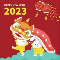 flaches chinesisches neujahr 2023. frohes mondjahr. Jahr des Wasserkaninchens. Neujahrsgrußkarte. Vektor-Hintergründe. vektor