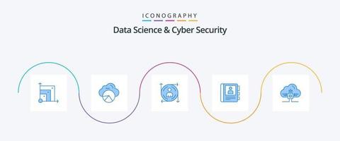 Data Science und Cyber Security Blue 5 Icon Pack inklusive Daten. die Info. Benutzer. Tagebuch. Telefon vektor