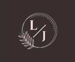 lj initialen brief hochzeitsmonogramm logos vorlage, handgezeichnete moderne minimalistische und florale vorlagen für einladungskarten, datum speichern, elegante identität. vektor