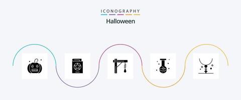 Halloween Glyph 5 Icon Pack inklusive Auge. Becherglas. Hexe. Ball. Halloween vektor