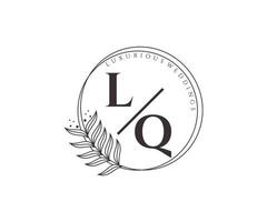 lq initialer brev bröllop monogram logotyper mall, hand dragen modern minimalistisk och blommig mallar för inbjudan kort, spara de datum, elegant identitet. vektor