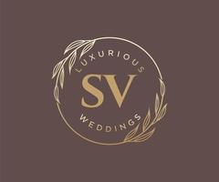 sv initialer brev bröllop monogram logotyper mall, hand dragen modern minimalistisk och blommig mallar för inbjudan kort, spara de datum, elegant identitet. vektor