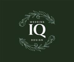 iq initialen brief hochzeitsmonogramm logos sammlung, handgezeichnete moderne minimalistische und florale vorlagen für einladungskarten, save the date, elegante identität für restaurant, boutique, café im vektor