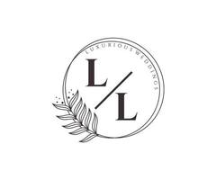 ll initialer brev bröllop monogram logotyper mall, hand dragen modern minimalistisk och blommig mallar för inbjudan kort, spara de datum, elegant identitet. vektor