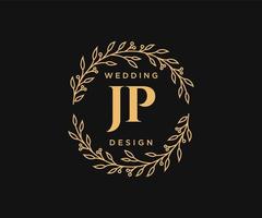 jp initialen brief hochzeitsmonogramm logos sammlung, handgezeichnete moderne minimalistische und florale vorlagen für einladungskarten, save the date, elegante identität für restaurant, boutique, café im vektor