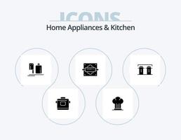 Haushaltsgeräte und Küchen-Glyphen-Icon-Pack 5 Icon-Design. Lebensmittel. Koch. Kocher. Küche. Küche vektor