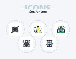 Smart-Home-Linie gefüllt Icon Pack 5 Icon-Design. W-lan. Telefon. Fernbedienung. Festnetz. Haus vektor