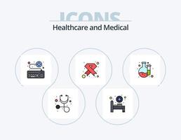 medicinsk linje fylld ikon packa 5 ikon design. medicinsk. säng. sjukvård. service. medicinsk vektor