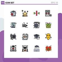 modern uppsättning av 16 platt Färg fylld rader och symboler sådan som bok utveckling spela utveckla app redigerbar kreativ vektor design element