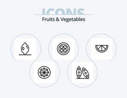 Obst und Gemüse Linie Icon Pack 5 Icon Design. . Obst. Olive. Kokosnuss. gorki vektor