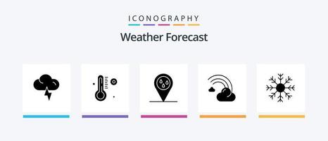 Wetter Glyphe 5 Icon Pack inklusive Wetter. Flocke. Wetter. kalt. Linie. kreatives Symboldesign vektor