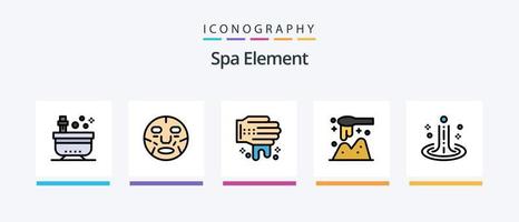 Spa Element Line gefüllt 5 Icon Pack inklusive Akupunktur. hell. Entspannen Sie Sich. Erleuchtung. Netz. kreatives Symboldesign vektor