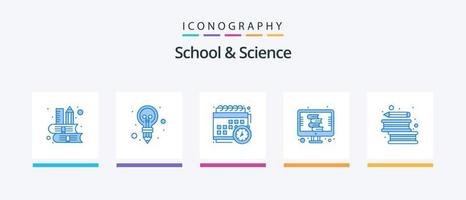 skola och vetenskap blå 5 ikon packa Inklusive utbildning. synonymordbok. kalender. litteratur. digital. kreativ ikoner design vektor