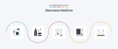 alternativ medicin platt 5 ikon packa Inklusive behandling. medicin. hudvård. sjukhus. spruta vektor