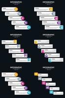 Vektor 6 Infografiken Pack Präsentationsfolie Vorlage 5 Schritte Zyklusdiagramme und Zeitleisten