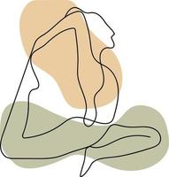kontinuerlig linje teckning av kvinnor kondition yoga begrepp. vektor hälsa illustration.