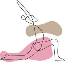 kontinuierliche Linienzeichnung des Fitness-Yoga-Konzepts für Frauen. Vektor-Gesundheitsillustration. vektor