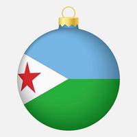 jul träd boll med djibouti flagga. ikon för jul Semester vektor