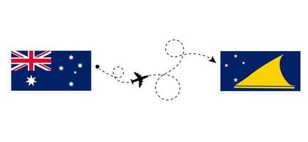 flug und reise von australien nach tokelau mit dem reisekonzept des passagierflugzeugs vektor