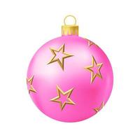 rosa jul träd boll med guld stjärna vektor