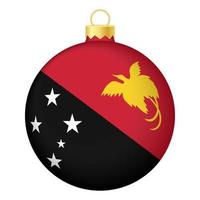 Christbaumkugel mit Papua-Neuguinea-Flagge. Symbol für Weihnachtsferien vektor