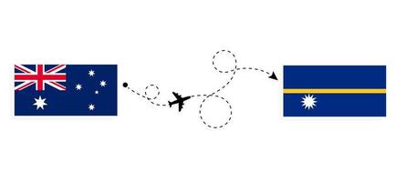 flug und reise von australien nach nauru mit dem reisekonzept des passagierflugzeugs vektor