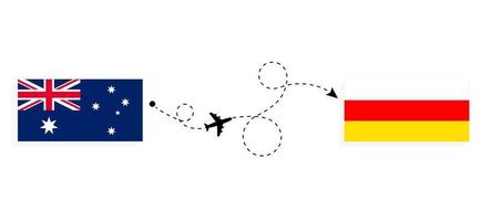 flug und reise von australien nach südossetien mit dem reisekonzept für passagierflugzeuge vektor