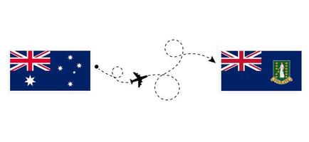 flyg och resa från Australien till brittiskt jungfrulig öar förbi passagerare flygplan resa begrepp vektor