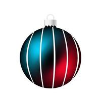 Regenbogen-Weihnachtsbaum-Spielzeug oder -Kugel in blauer und roter Farbe vektor