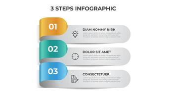 Listenlayout mit 3 Punkten des Stufendiagramms, Infografik-Elementvorlagenvektor. vektor